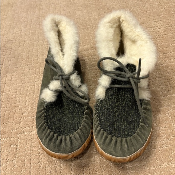 Sorel Shoes - Sorel Women's Green Slippers with Faux Fur